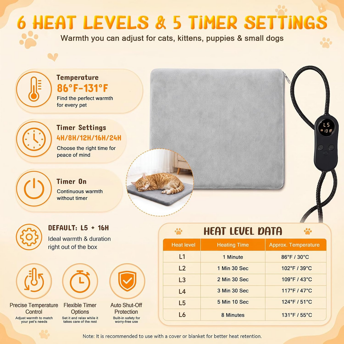 Pet Heating Pad with Timer